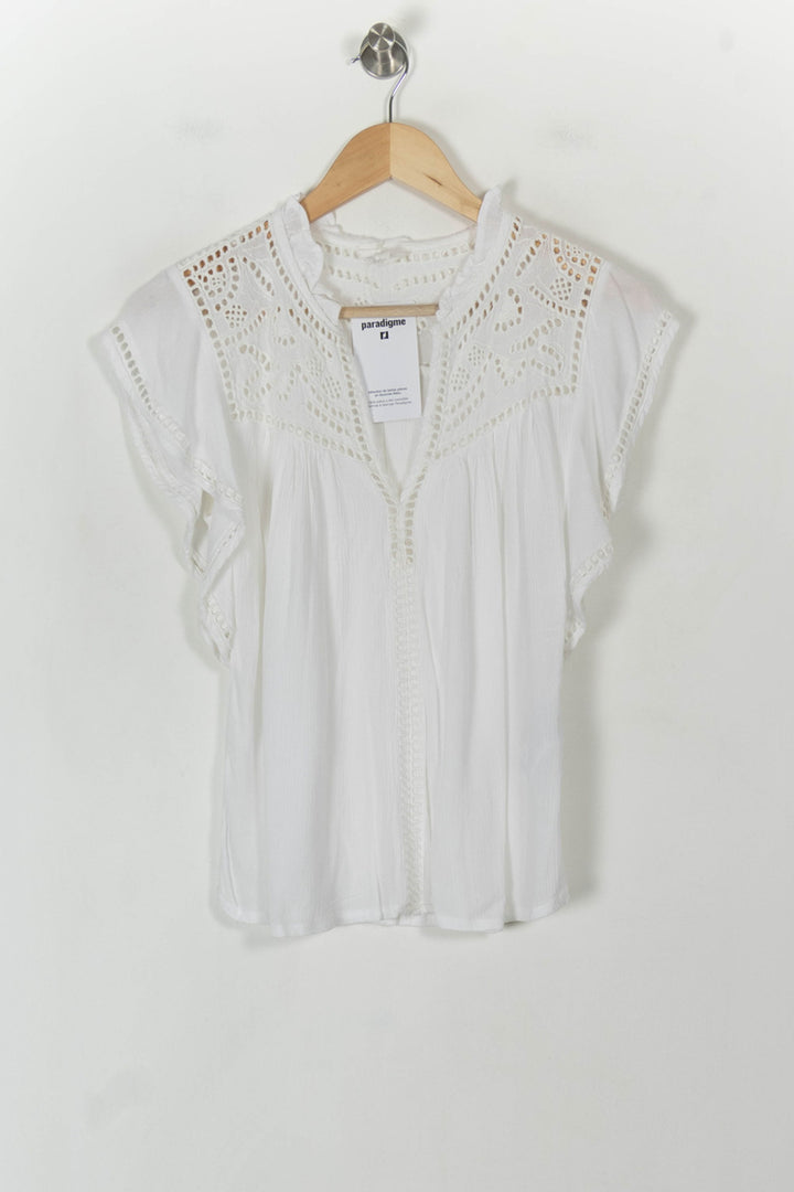 Blouse Brodée Blanche - Taille S/36 de la marque Maison 123 | PARAD120455 - Vendu par Paradigme - Image 2