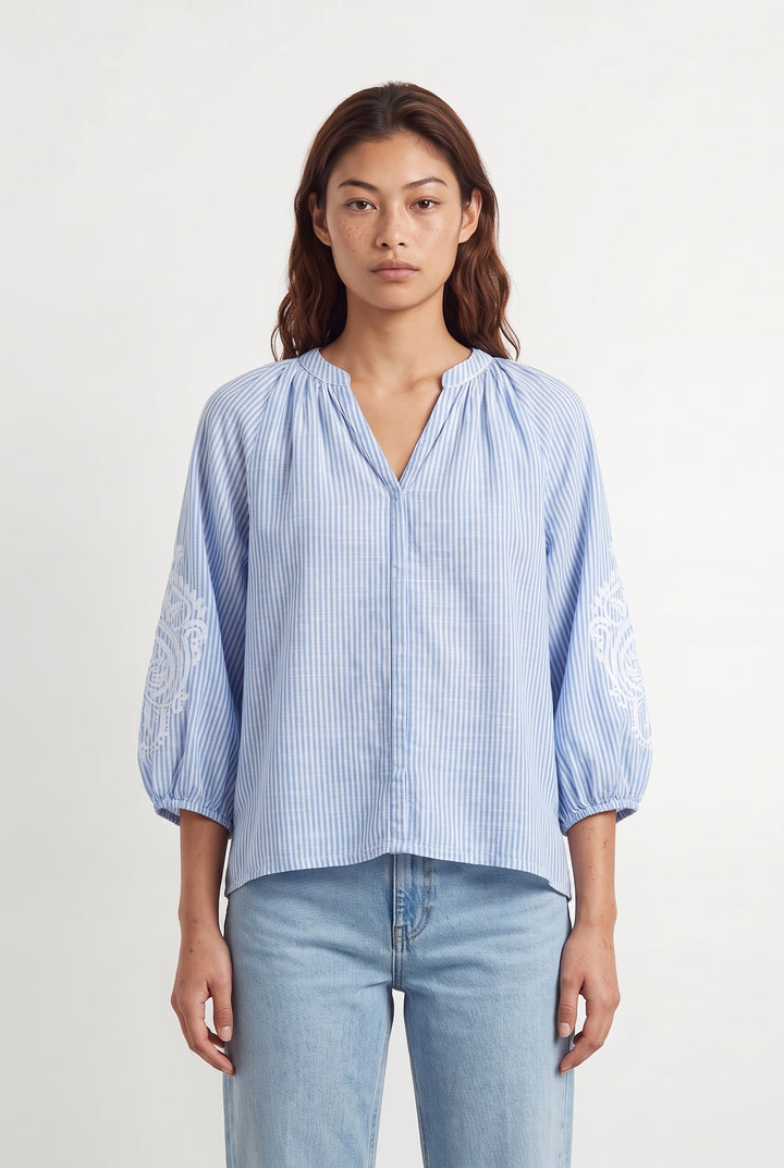 Blouse Bleu et Blanc - Taille S/36 de la marque Caroll | PARAD120458 - Vendu par Paradigme - Image 1