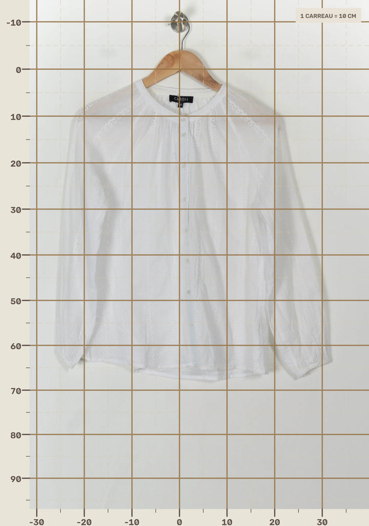 Blouse Blanche - Taille L/40 de la marque Caroll | PARAD120470 - Vendu par Paradigme - Image 4