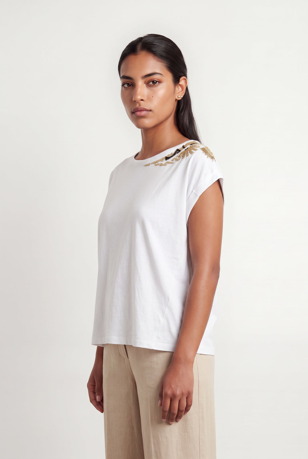 Tee-shirt Blanc et Doré - Taille L/40 de la marque ZAPA | PARAD120476 - Vendu par Paradigme - Image 1