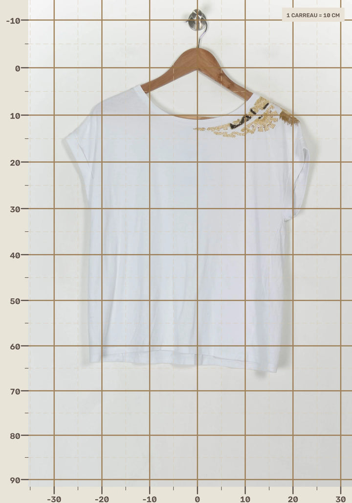 Tee-shirt Blanc et Doré - Taille L/40 de la marque ZAPA | PARAD120476 - Vendu par Paradigme - Image 4