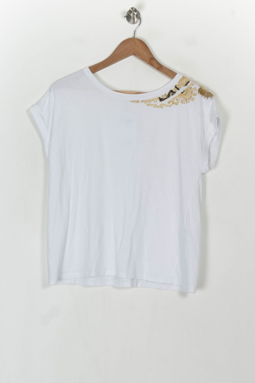 Tee-shirt Blanc et Doré - Taille L/40 de la marque ZAPA | PARAD120476 - Vendu par Paradigme - Image 2