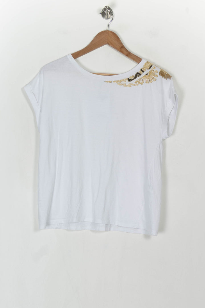 Tee-shirt Blanc et Doré - Taille L/40 de la marque ZAPA | PARAD120476 - Vendu par Paradigme - Image 2