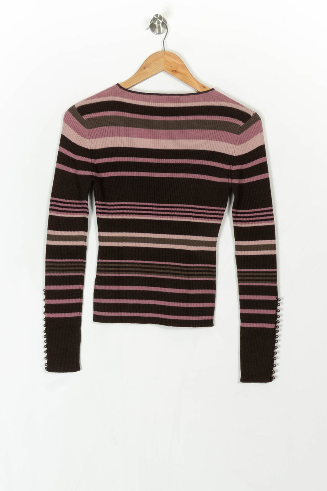 Pull Rayé Marron et Rose - Taille S/36 de la marque Caroll | PARAD120491 - Vendu par Paradigme - Image 5