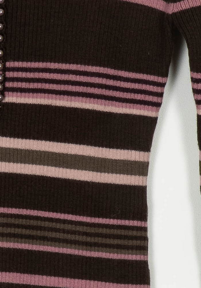 Pull Rayé Marron et Rose - Taille S/36 de la marque Caroll | PARAD120491 - Vendu par Paradigme - Image 3