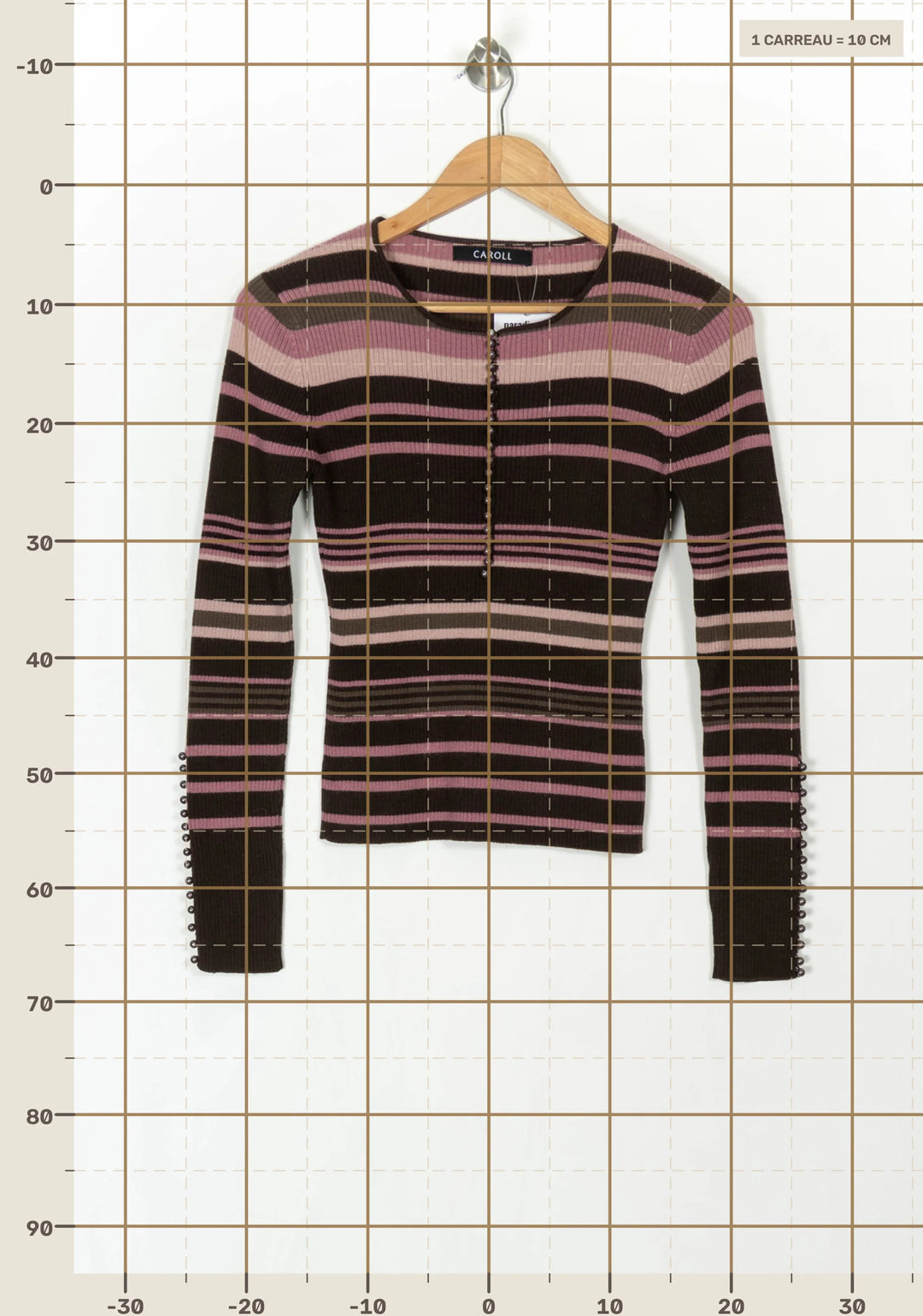 Pull Rayé Marron et Rose - Taille S/36 de la marque Caroll | PARAD120491 - Vendu par Paradigme - Image 4