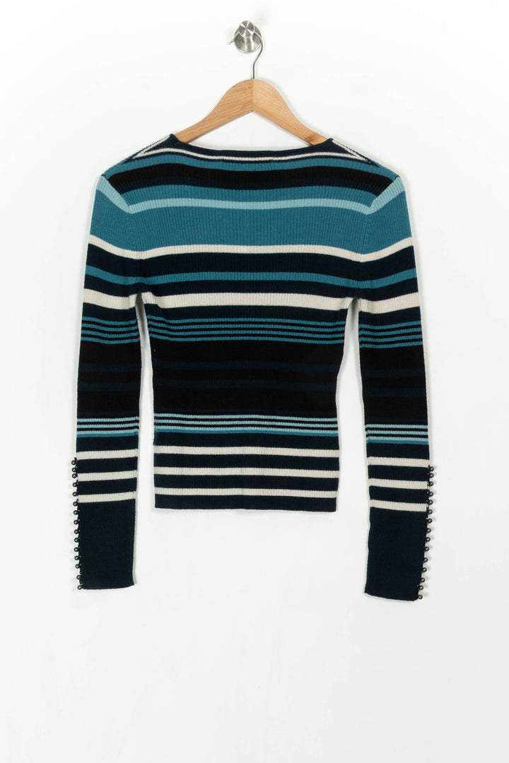 Pull Rayé Bleu et Blanc - Taille S/36 de la marque Caroll | PARAD120493 - Vendu par Paradigme - Image 5