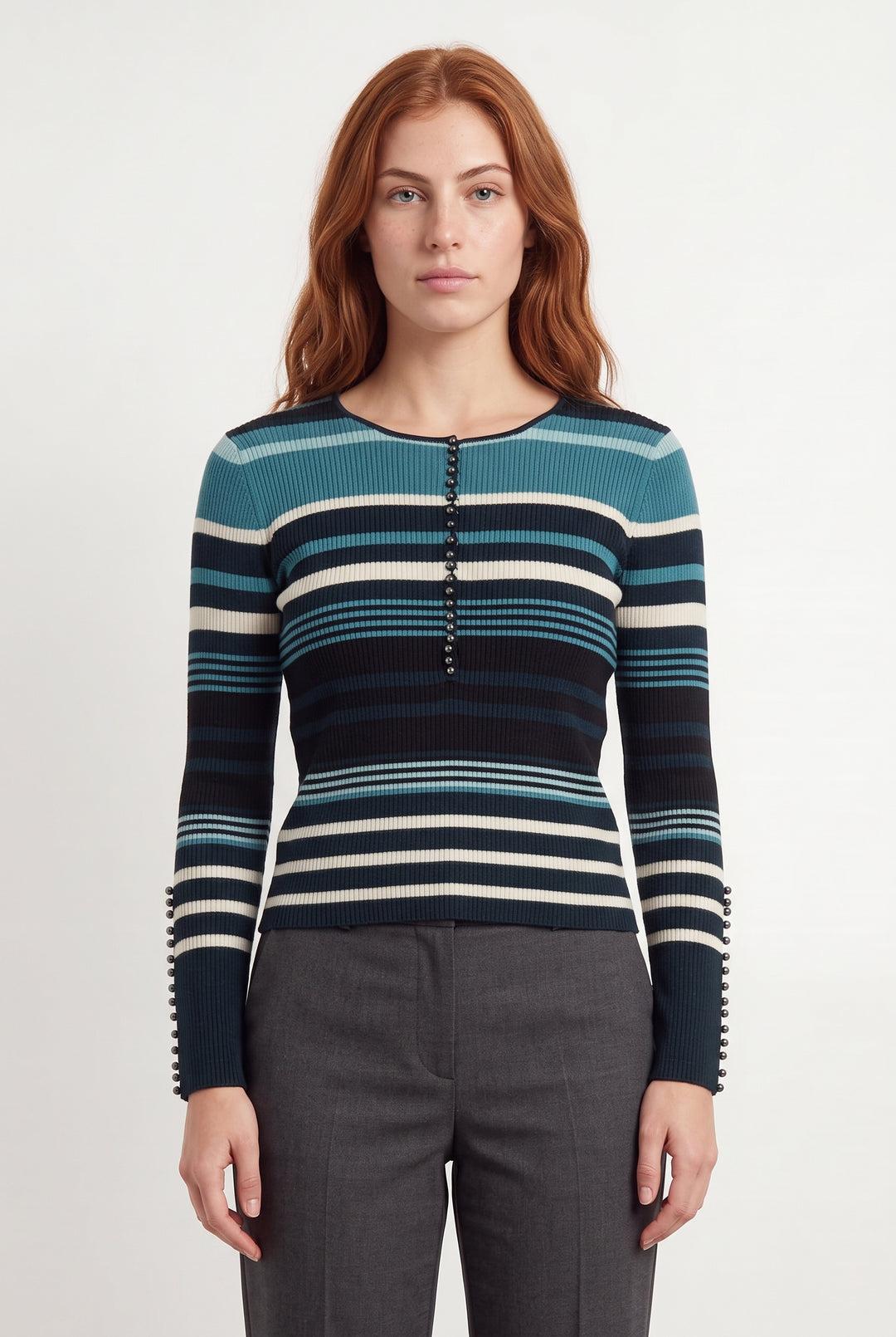 Pull Rayé Bleu et Blanc - Taille S/36 de la marque Caroll | PARAD120493 - Vendu par Paradigme - Image 1
