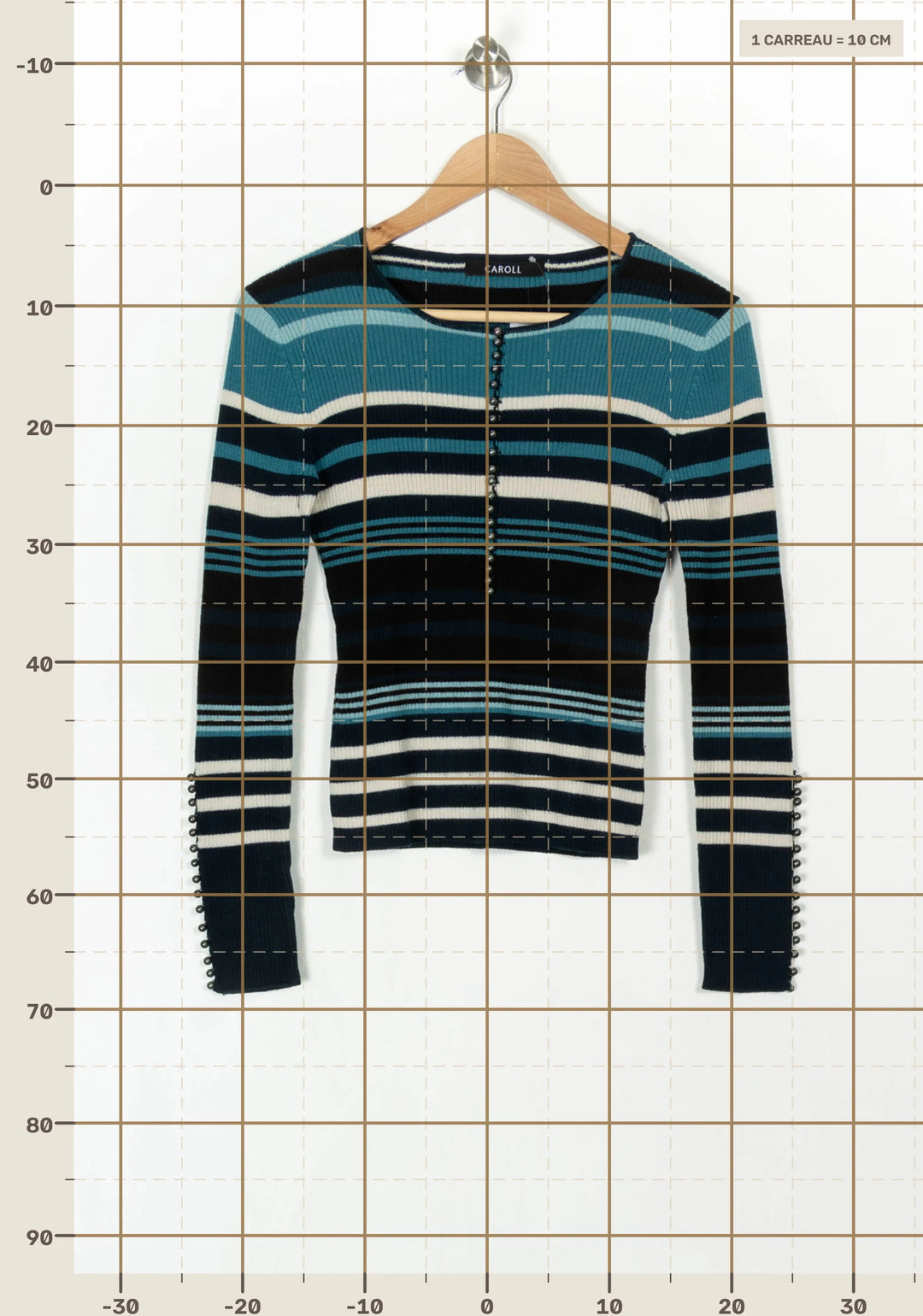 Pull Rayé Bleu et Blanc - Taille S/36 de la marque Caroll | PARAD120493 - Vendu par Paradigme - Image 4