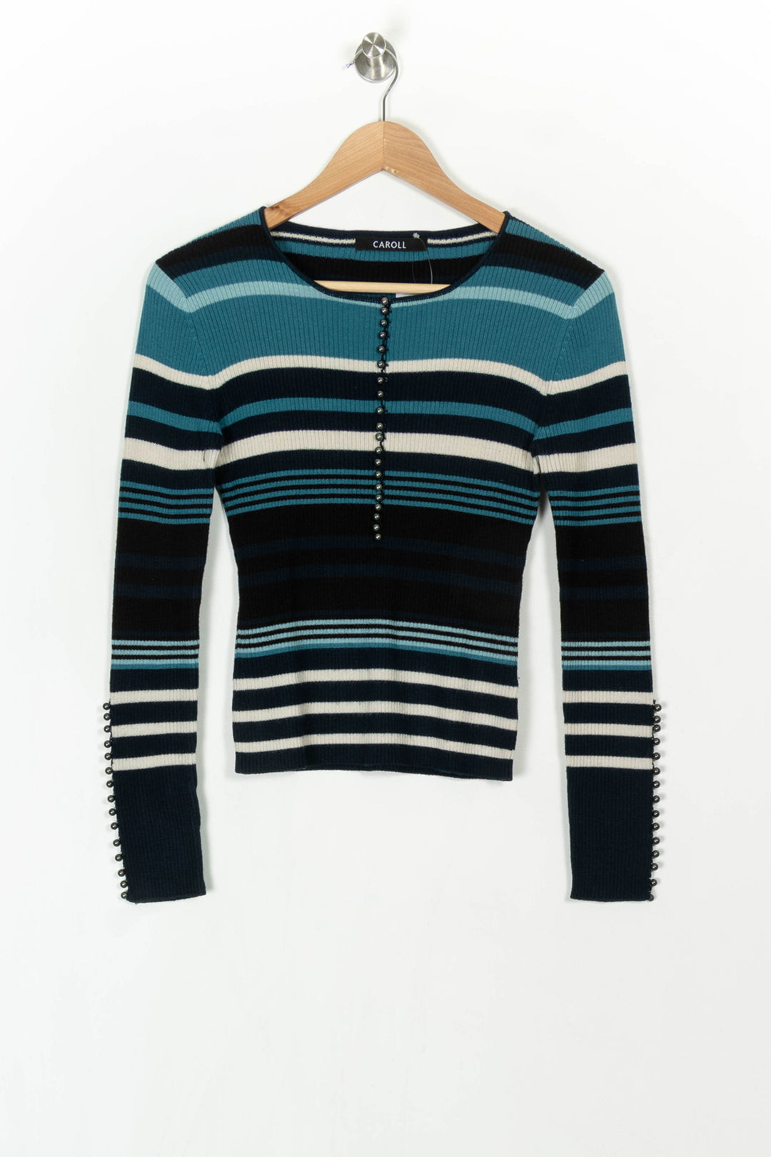 Pull Rayé Bleu et Blanc - Taille S/36 de la marque Caroll | PARAD120493 - Vendu par Paradigme - Image 2