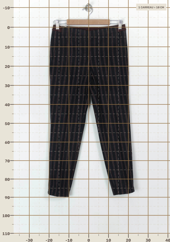 Pantalon Noir à Rayures Marron - Taille S/36 de la marque Léon &amp; Harper | PARAD120498 - Vendu par Paradigme - Image 4