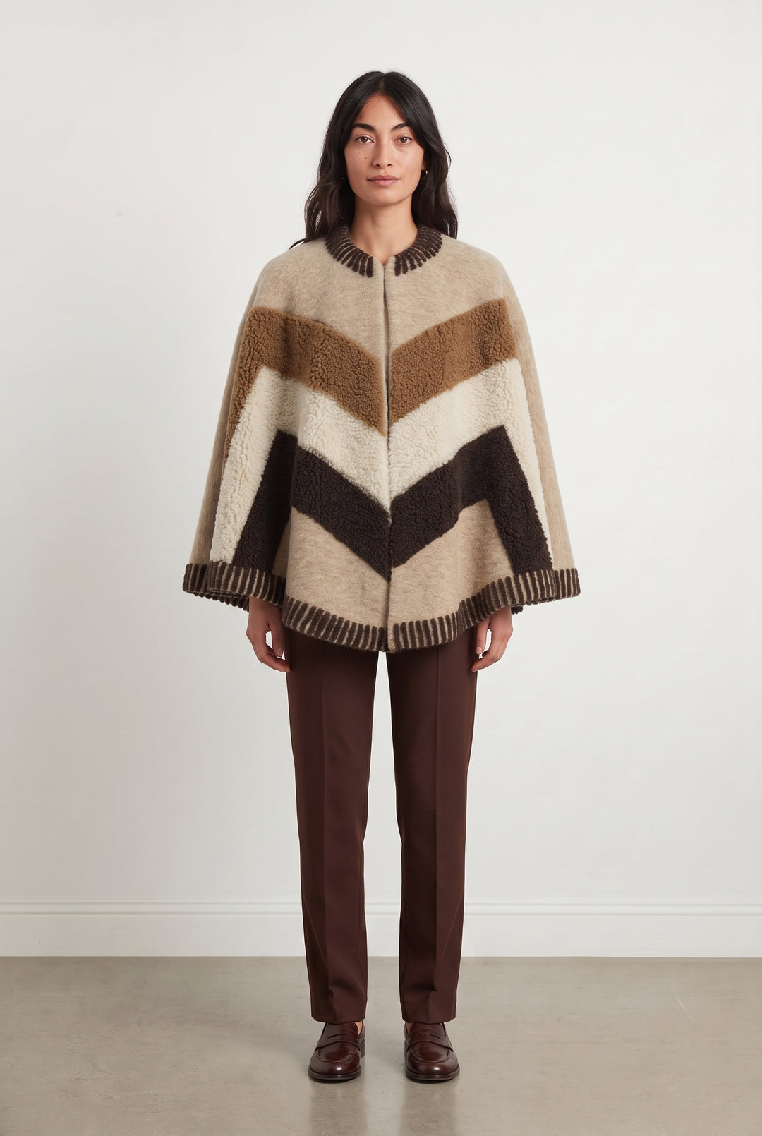 Cape Marron Beige Écru Noir - Taille T.U. de la marque Maje | PARAD120517 - Vendu par Paradigme - Image 1