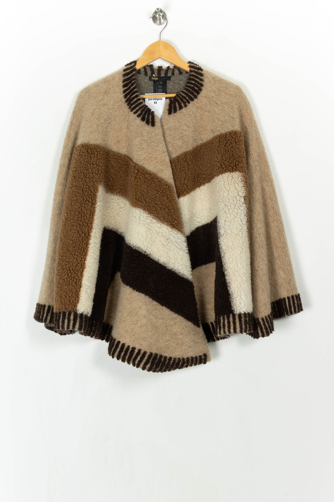 Cape Marron Beige Écru Noir - Taille T.U. de la marque Maje | PARAD120517 - Vendu par Paradigme - Image 2