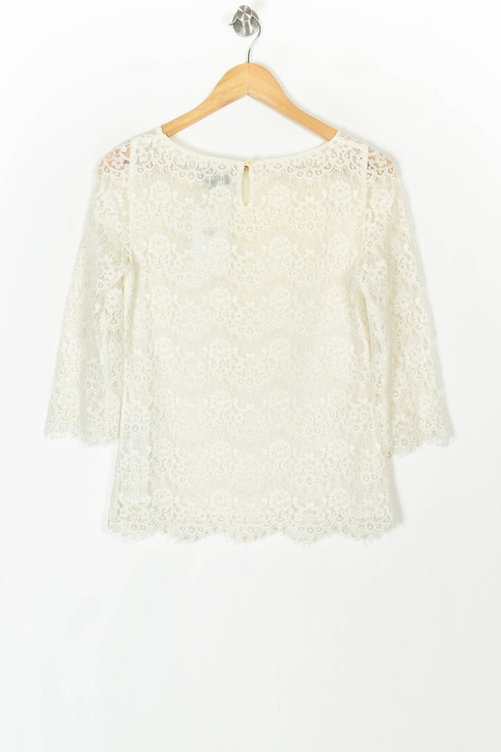 Blouse Dentelle Beige - Taille S/36 de la marque Caroll | PARAD120542 - Vendu par Paradigme - Image 5