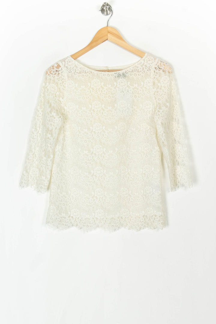Blouse Dentelle Beige - Taille S/36 de la marque Caroll | PARAD120542 - Vendu par Paradigme - Image 2