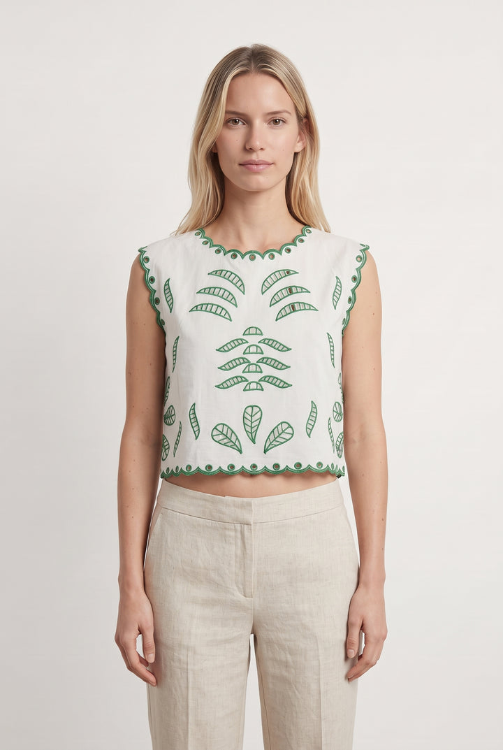 Top Blanc et Vert - Taille XS/34 de la marque Petite Mendigote | PARAD120546 - Vendu par Paradigme - Image 1