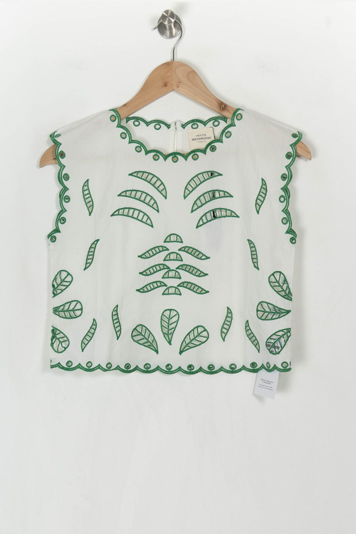 Top Blanc et Vert - Taille XS/34 de la marque Petite Mendigote | PARAD120546 - Vendu par Paradigme - Image 2