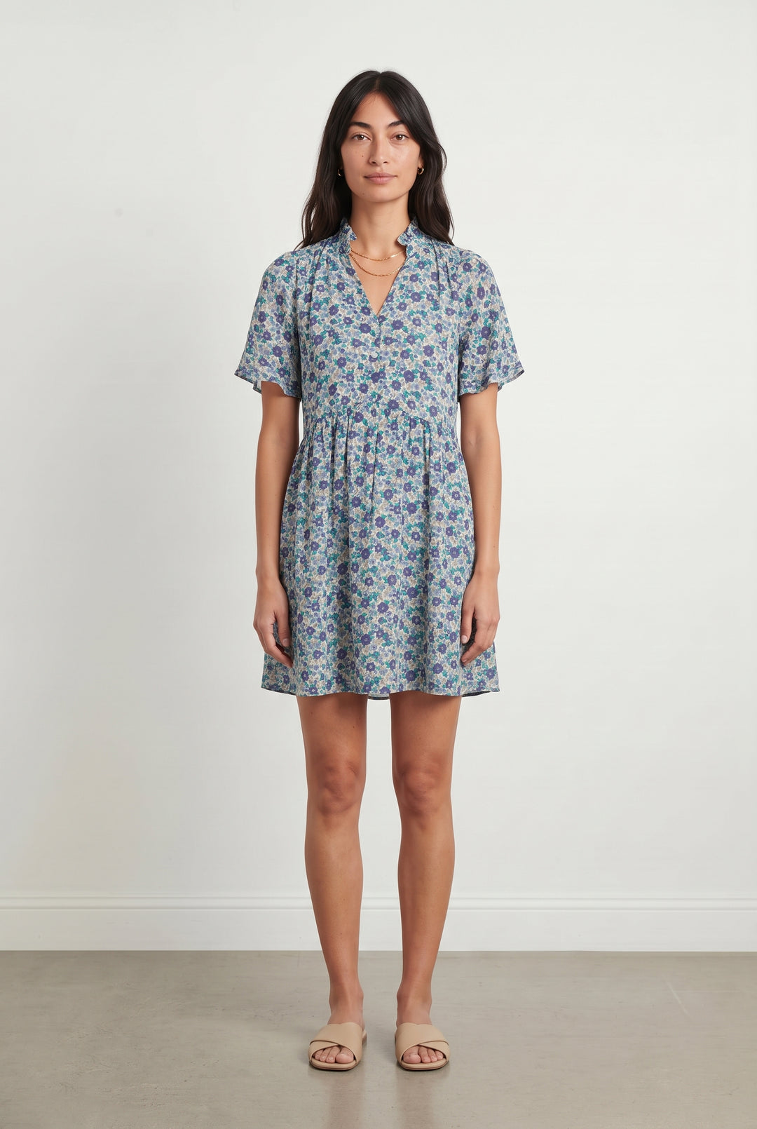 Robe Fleurie Bleue - Taille XS/34 de la marque Petite Mendigote | PARAD120551 - Vendu par Paradigme - Image 1