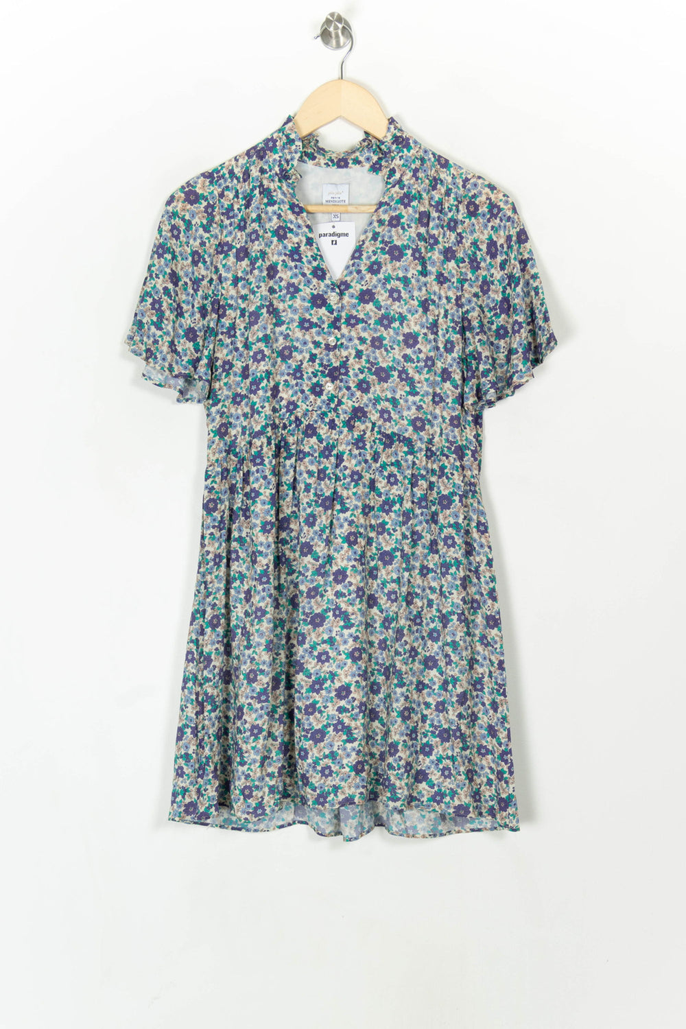 Robe Fleurie Bleue - Taille XS/34 de la marque Petite Mendigote | PARAD120551 - Vendu par Paradigme - Image 2