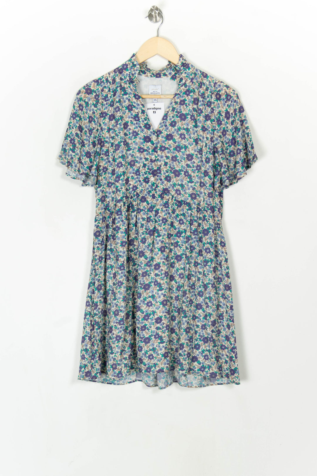 Robe Fleurie Bleue - Taille XS/34 de la marque Petite Mendigote | PARAD120551 - Vendu par Paradigme - Image 2