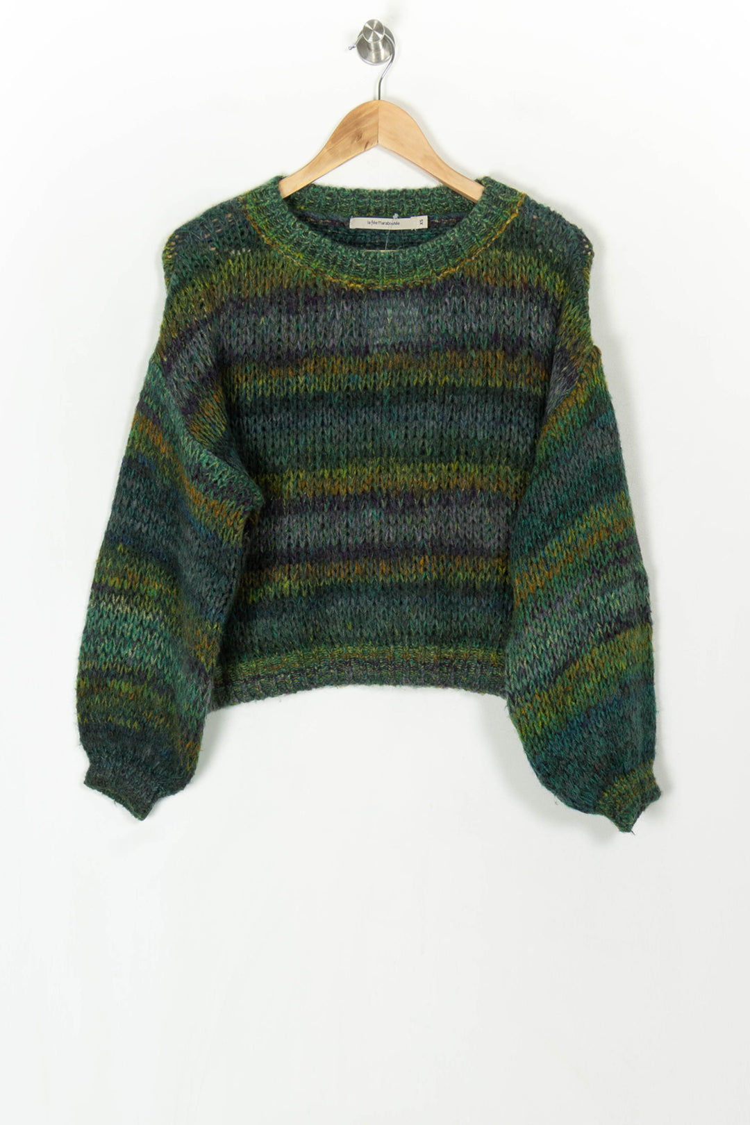 Pull Vert et Jaune - Taille XS/34 de la marque La Fée Maraboutée | PARAD120556 - Vendu par Paradigme - Image 2