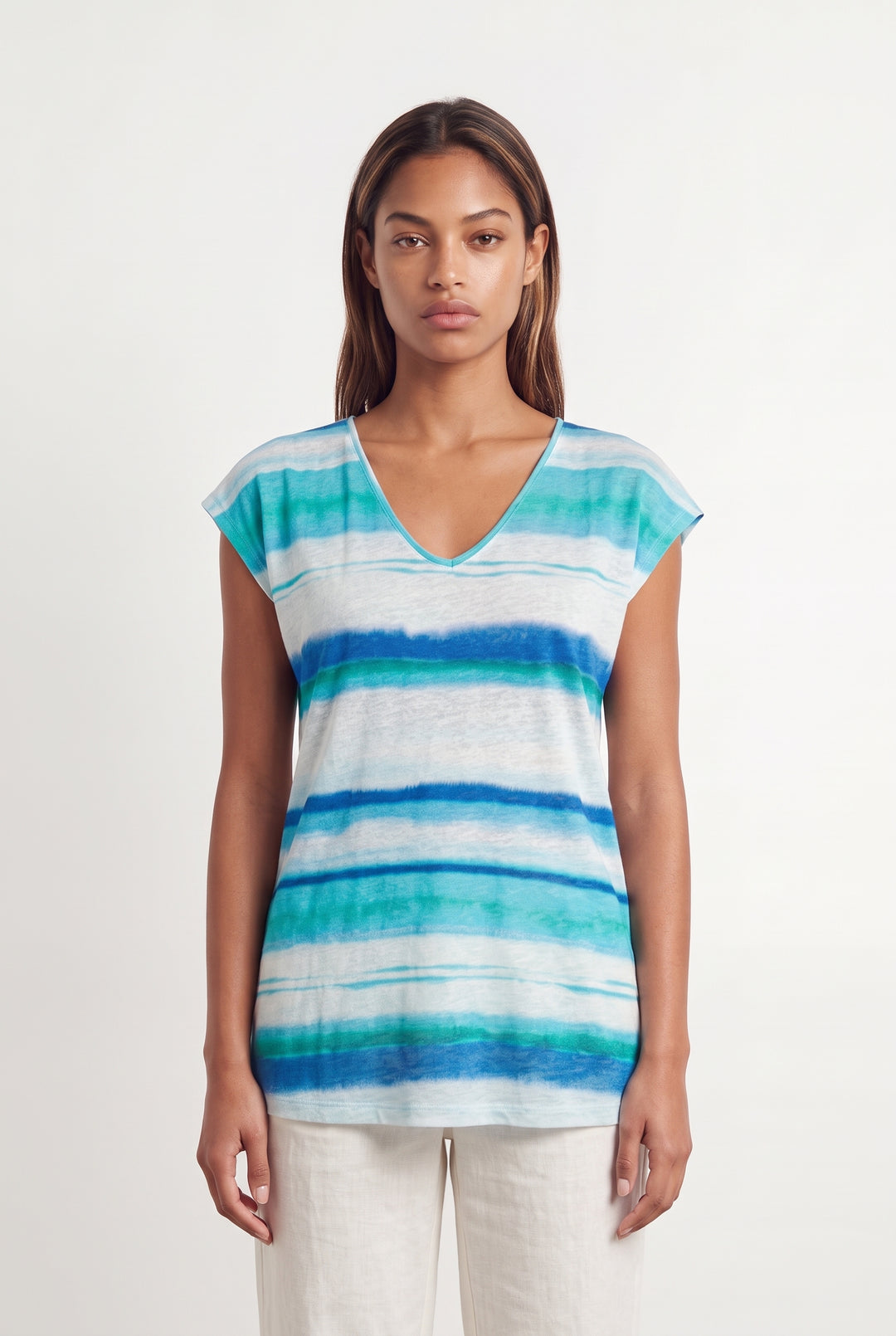 Tee-shirt Bleu et Blanc - Taille XS/34 de la marque La Fée Maraboutée | PARAD120558 - Vendu par Paradigme - Image 1