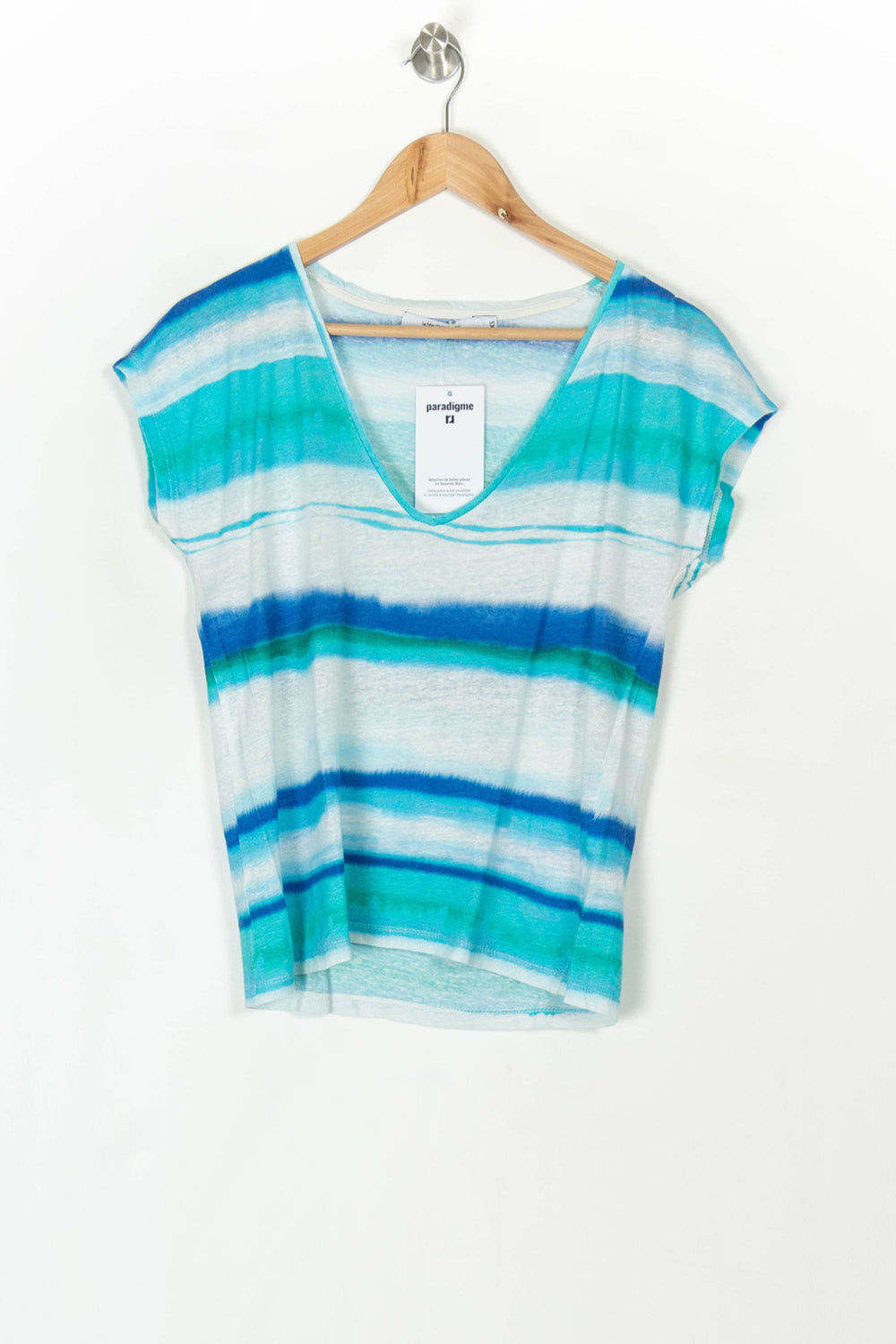 Tee-shirt Bleu et Blanc - Taille XS/34 de la marque La Fée Maraboutée | PARAD120558 - Vendu par Paradigme - Image 2