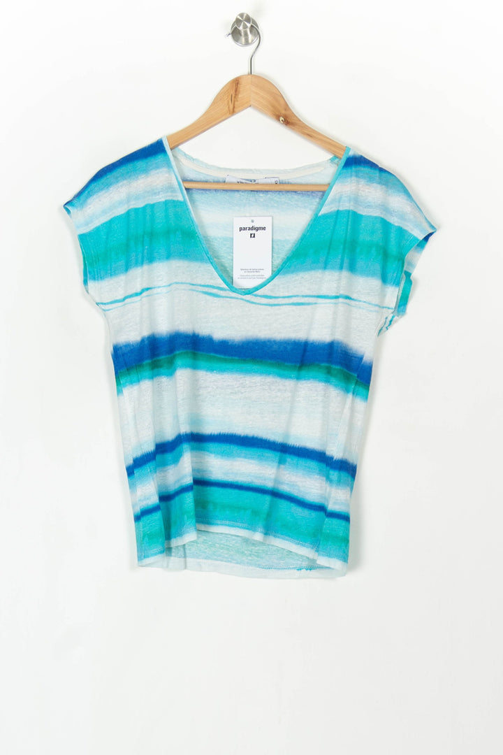 Tee-shirt Bleu et Blanc - Taille XS/34 de la marque La Fée Maraboutée | PARAD120558 - Vendu par Paradigme - Image 2
