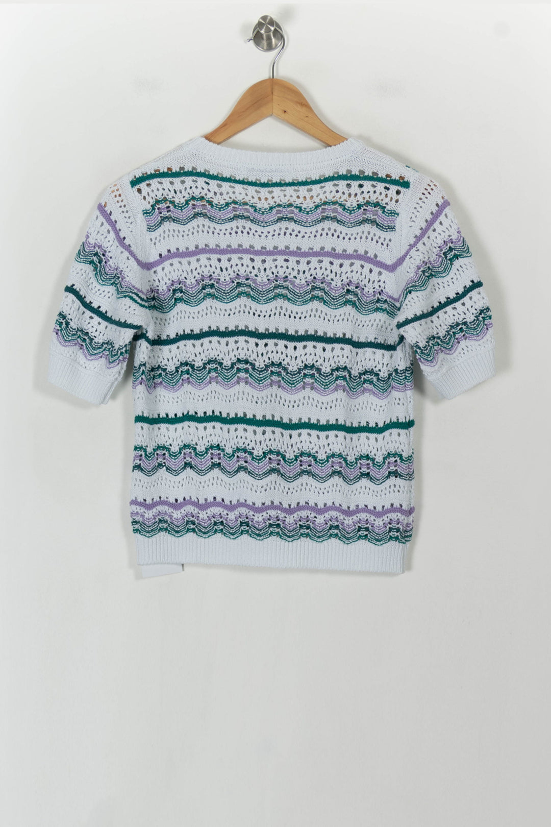 Pull Blanc et Vert - Taille S/36 de la marque La Fée Maraboutée | PARAD120566 - Vendu par Paradigme - Image 5