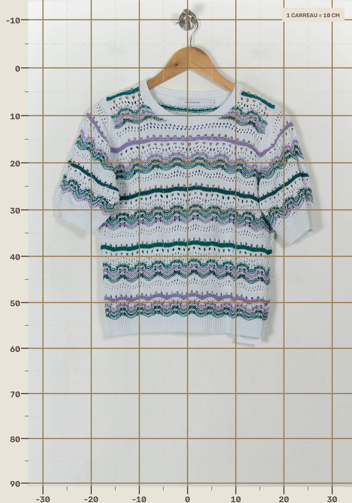 Pull Blanc et Vert - Taille S/36 de la marque La Fée Maraboutée | PARAD120566 - Vendu par Paradigme - Image 4