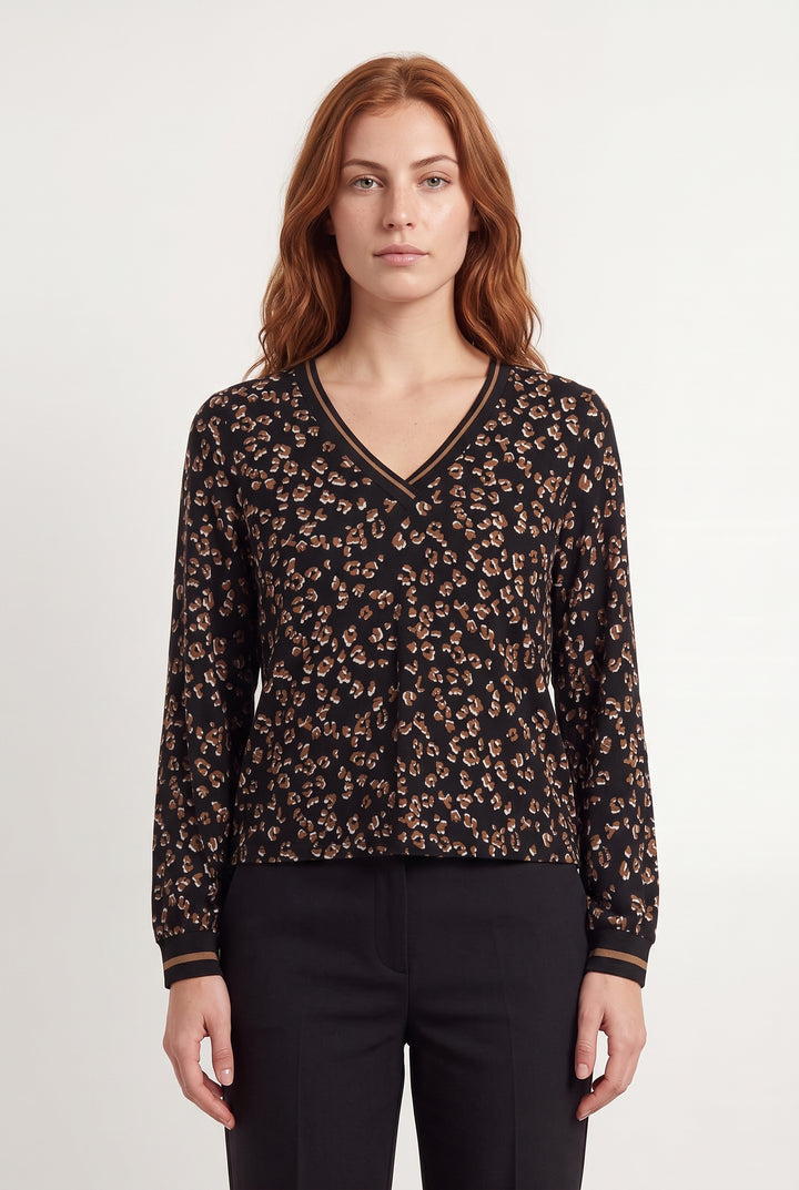 Blouse Noire et Marron - Taille M/38 de la marque La Fée Maraboutée | PARAD120567 - Vendu par Paradigme - Image 1