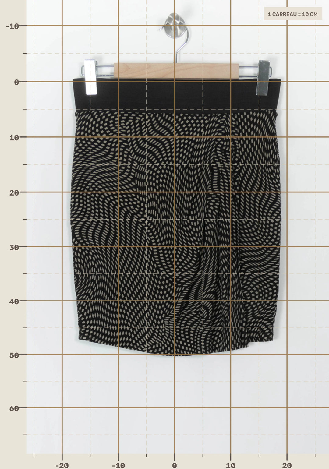 Jupe Droite Noire et Beige - Taille S/36 de la marque La Fée Maraboutée | PARAD120569 - Vendu par Paradigme - Image 4