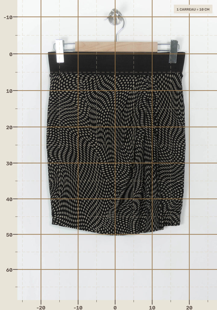 Jupe Droite Noire et Beige - Taille S/36 de la marque La Fée Maraboutée | PARAD120569 - Vendu par Paradigme - Image 4