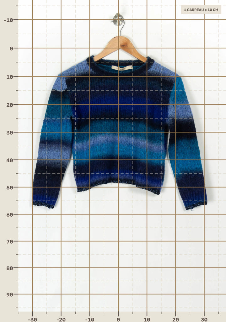 Pull Bleu et Noir - Taille XS/34 de la marque La Fée Maraboutée | PARAD120597 - Vendu par Paradigme - Image 4