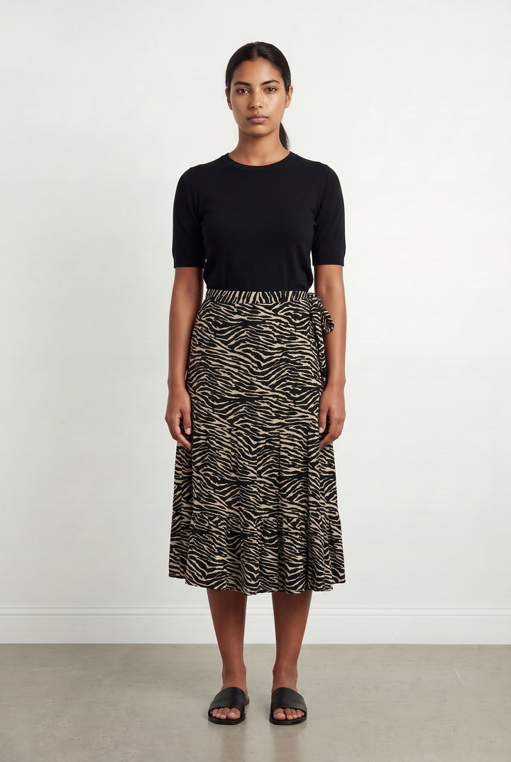 Jupe Midi Noire et Beige - Taille L/40 de la marque La Fée Maraboutée | PARAD120606 - Vendu par Paradigme - Image 1