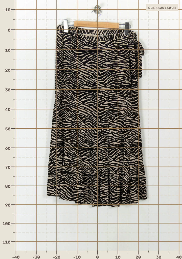 Jupe Midi Noire et Beige - Taille L/40 de la marque La Fée Maraboutée | PARAD120606 - Vendu par Paradigme - Image 4
