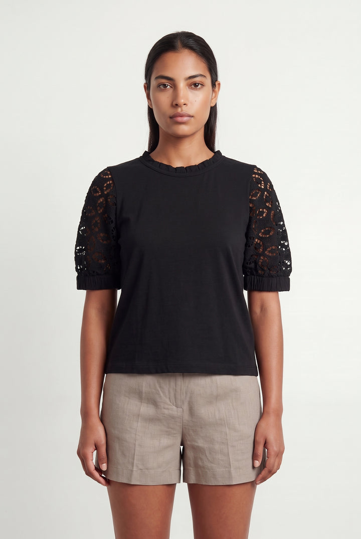 Tee-shirt Noir - Taille L/40 de la marque Sandro | PARAD120608 - Vendu par Paradigme - Image 1