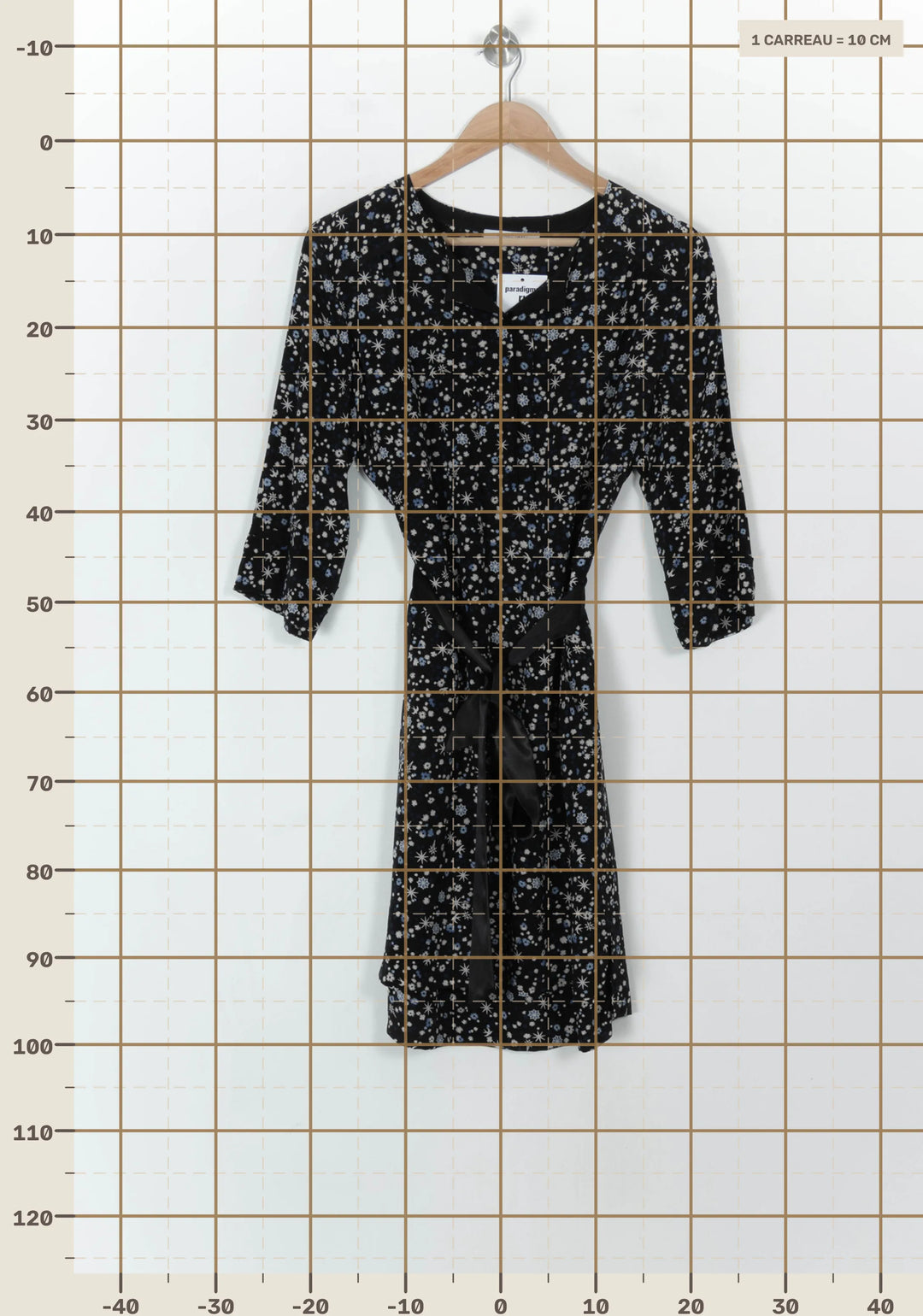 Robe Midi Noire à Fleurs Blanches - Taille L/40 de la marque Gerard Darel | PARAD120627 - Vendu par Paradigme - Image 4