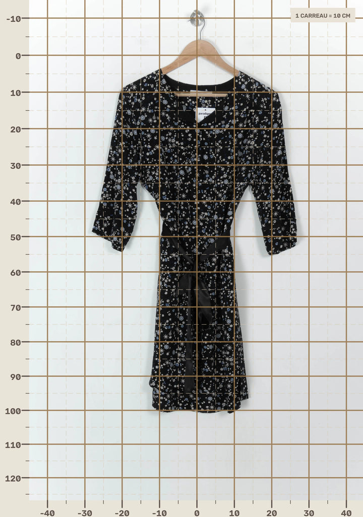 Robe Midi Noire à Fleurs Blanches - Taille L/40 de la marque Gerard Darel | PARAD120627 - Vendu par Paradigme - Image 4