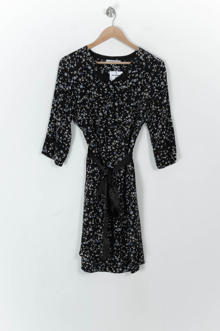 Robe Midi Noire à Fleurs Blanches - Taille L/40 de la marque Gerard Darel | PARAD120627 - Vendu par Paradigme - Image 2