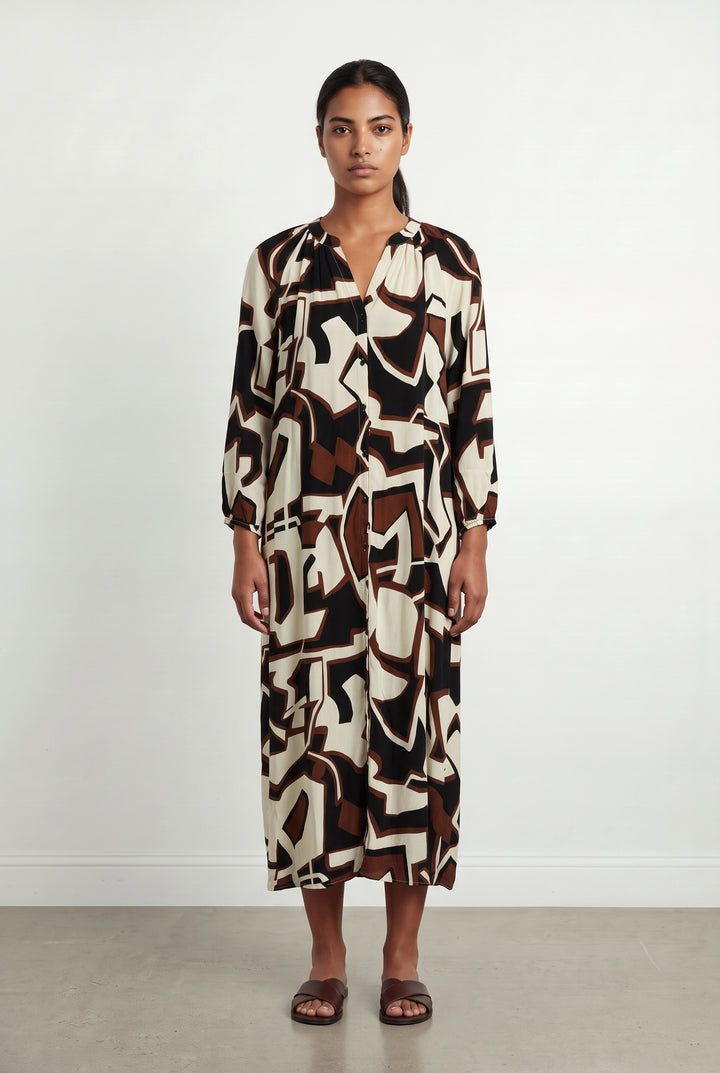 Robe Longue Noire et Marron - Taille L/40 de la marque Maison 123 | PARAD120632 - Vendu par Paradigme - Image 1