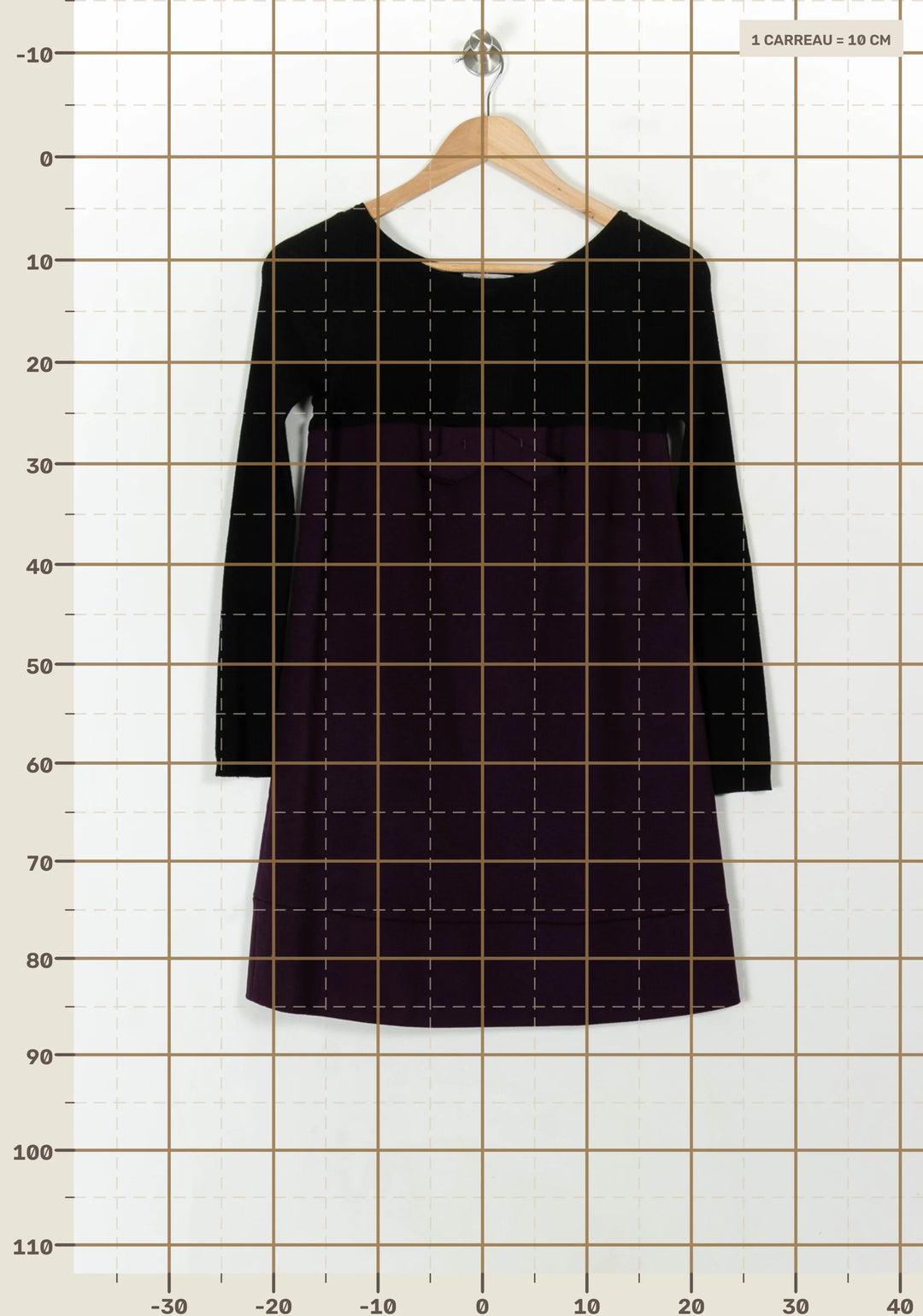 Robe Trapèze Noire et Violette - Taille S/36 de la marque Paule Ka | PARAD120637 - Vendu par Paradigme - Image 4