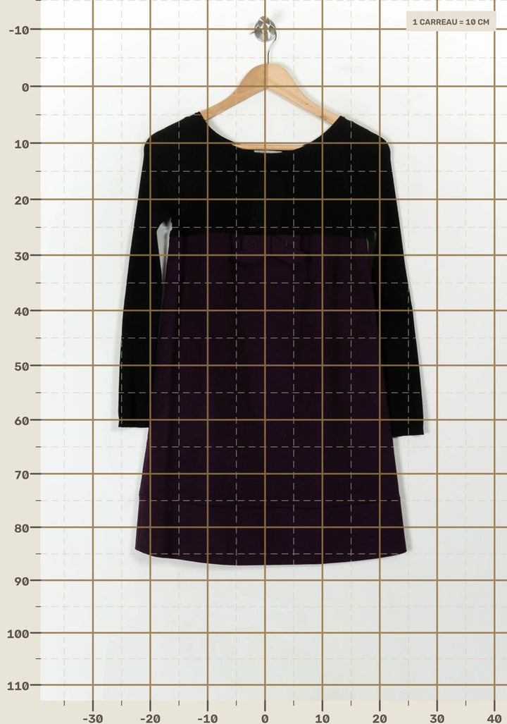 Robe Trapèze Noire et Violette - Taille S/36 de la marque Paule Ka | PARAD120637 - Vendu par Paradigme - Image 4