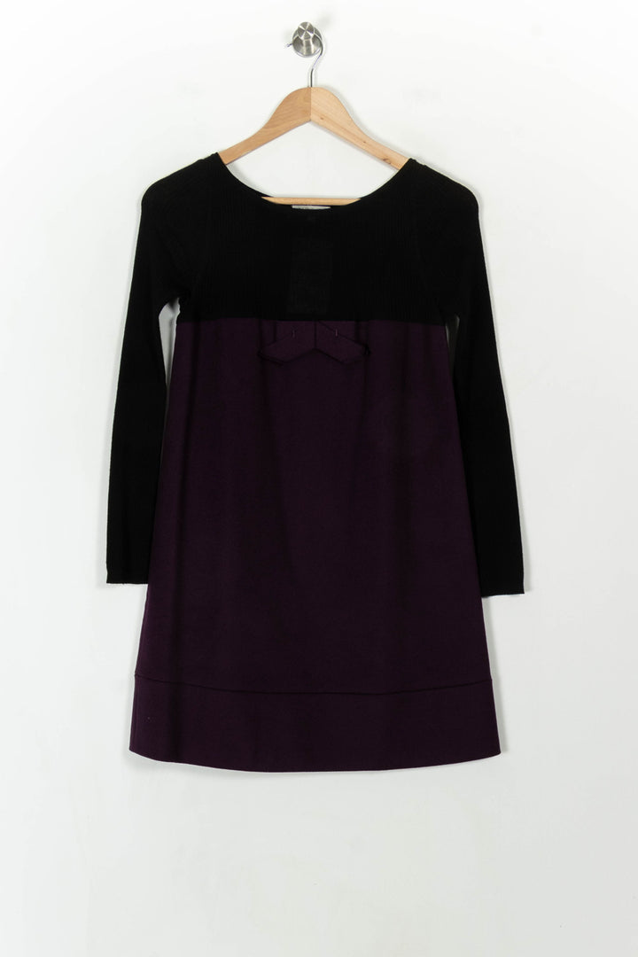 Robe Trapèze Noire et Violette - Taille S/36 de la marque Paule Ka | PARAD120637 - Vendu par Paradigme - Image 2
