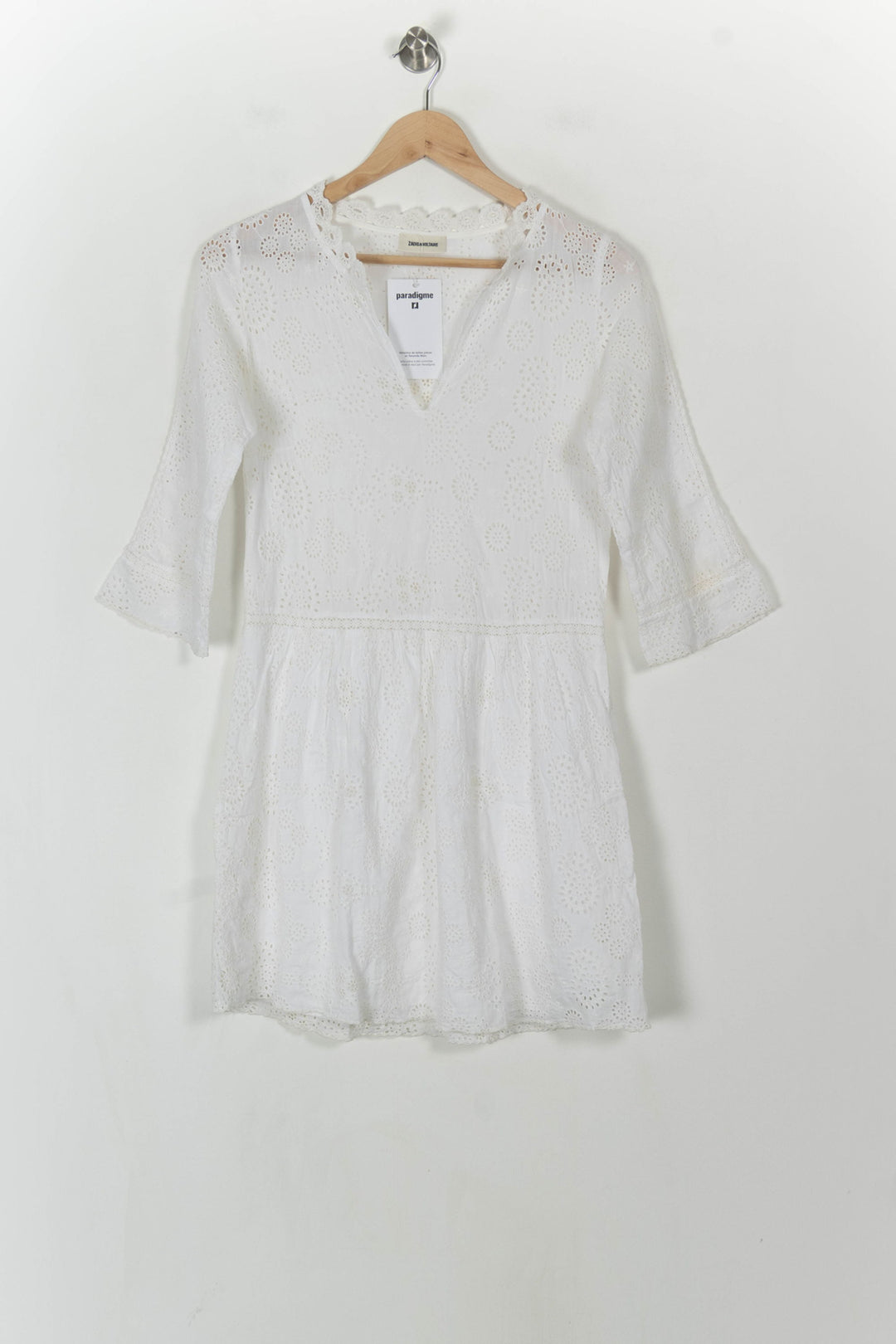 Robe Brodée Blanche - Taille S/36 de la marque Zadig&amp;Voltaire | PARAD120660 - Vendu par Paradigme - Image 2