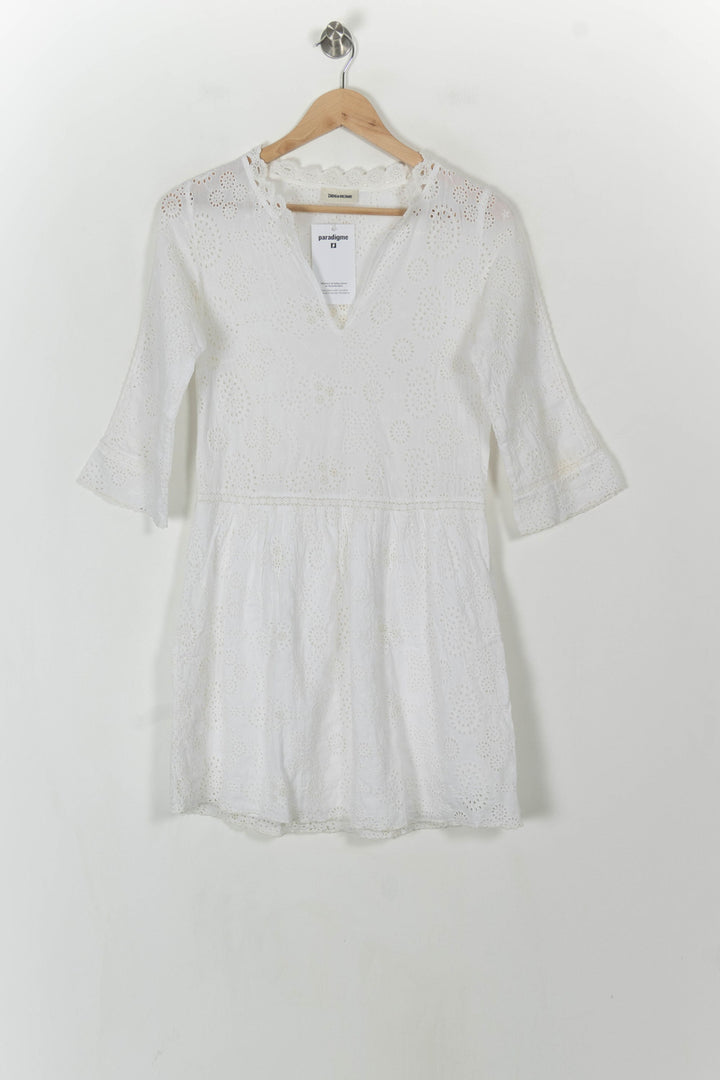 Robe Brodée Blanche - Taille S/36 de la marque Zadig&amp;Voltaire | PARAD120660 - Vendu par Paradigme - Image 2