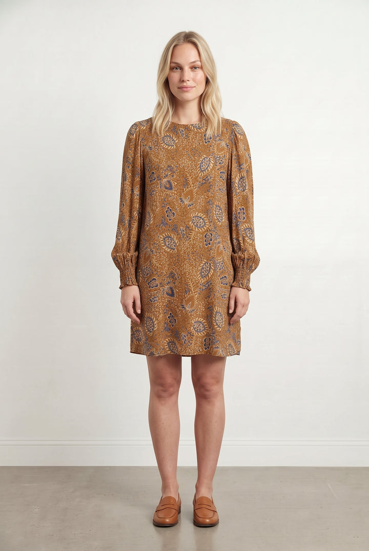 Robe Imprimée Marron et Bleu - Taille L/40 de la marque La Fée Maraboutée | PARAD120672 - Vendu par Paradigme - Image 1