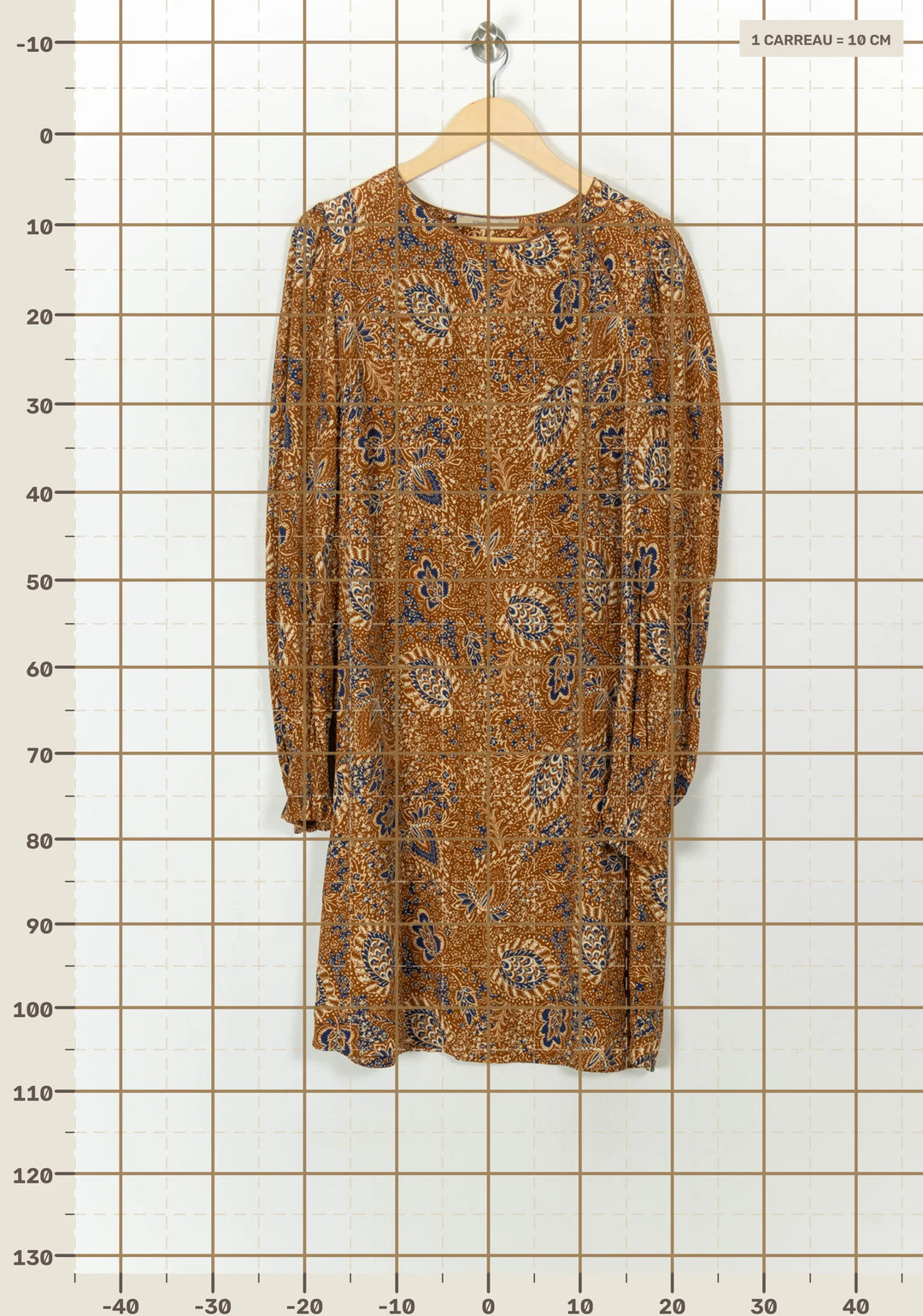 Robe Imprimée Marron et Bleu - Taille L/40 de la marque La Fée Maraboutée | PARAD120672 - Vendu par Paradigme - Image 4