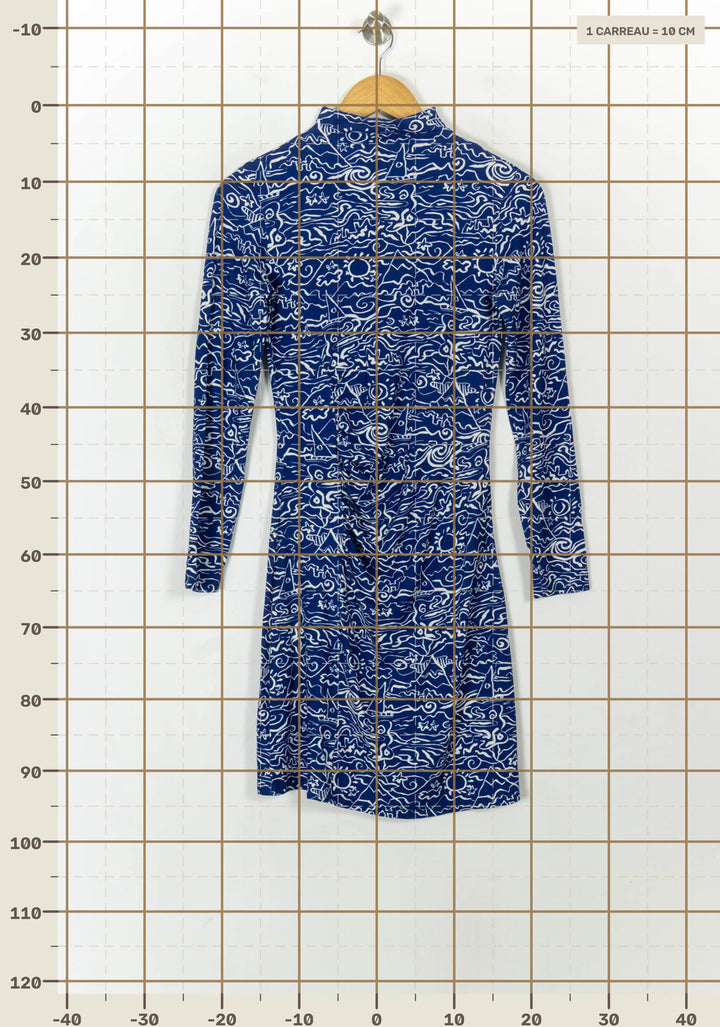 Robe Courte Bleue et Blanche - Taille S/36 de la marque Soi Paris | PARAD120687 - Vendu par Paradigme - Image 4