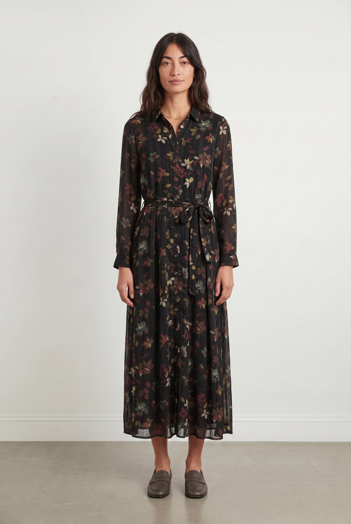 Robe Longue Noire et Fleurie - Taille S/36 de la marque La Petite Etoile | PARAD120688 - Vendu par Paradigme - Image 1